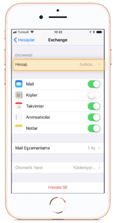 iphone 8 mail kurulumu