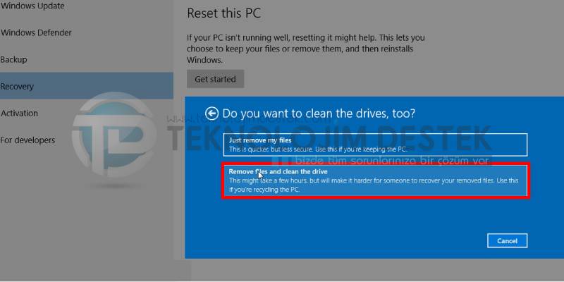 windows 10 recovery yapma 7